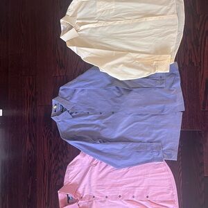 Men's Classic Button-Down Shirt Set - Cream, Blue, and Pink